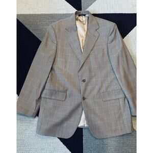 Brooks Brothers Sport Coat Blazer Mens 39R Brown Glen Plaid Worsted Wool Jacket‎